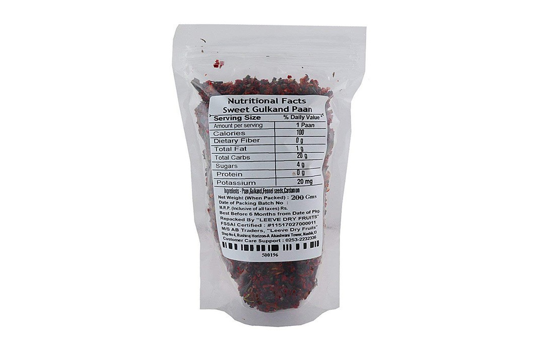 Leeve Dry fruits Mouth Freshner Sweet Gulkand Paan Mukhwas   Pack  200 grams